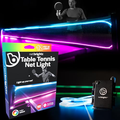 Brightz NetBrightz LED Ping Pong Net Light - Add a Whole New Spin to the Game! 12.5-Foot Light String for Ping Pong Nets - Color Changing or Solid Color Modes (Net Not Included)