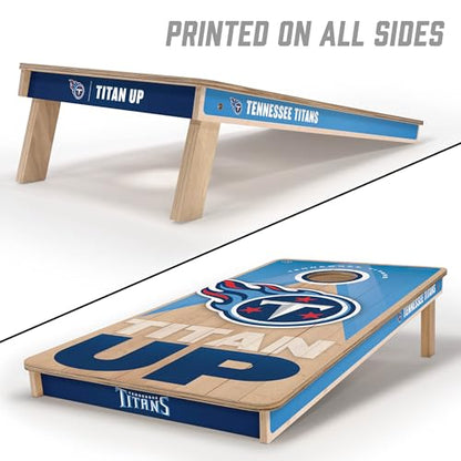 YouTheFan NFL 2' x 4' Slogan Series Professional Wood Cornhole Game with Logo Bags - color: Tennessee Titans
