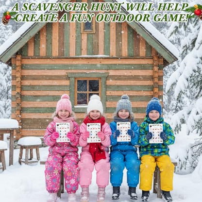 Hoolerry 30 Pcs Scavenger Hunt for Kids Road Trip Game Car Spring Summer Wedding Scavenger Hunt Cards Travel Activities Camping Games Outdoor Indoor Seek Activity for Kids Adults (Winter) - style: Winter
