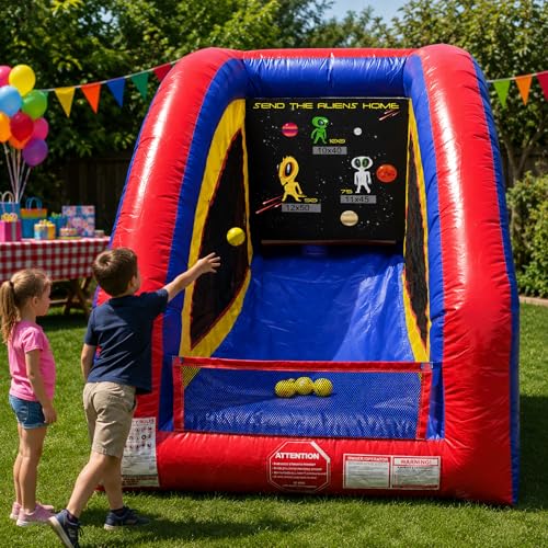 Send The Aliens Home Ultralite Sealed Air Frame Game | Ball and Bag Toss | Includes Frame, Panel, Built-in Blower, Balls, and Bag | for Backyards, Carnivals, Schools, Birthday Parties