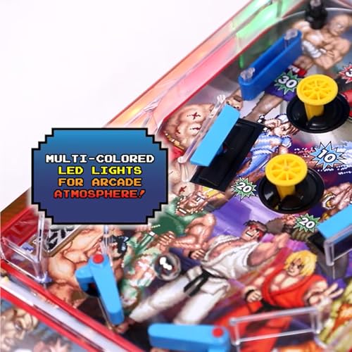 Street Fighter II: Arcade Pinball - Premium Series, Lights & Sounds Iconic Tabletop Game, LED Scoreboard, Vibrating Bumpers, Licensed, Adults-Kids 6+