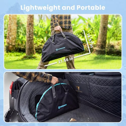 FUNDANGO Portable Camping Table Foldable, Lightweight 2-Tier Folding Beach Table with 4-Cup Holders & Carry Bag for Picnic Tailgate Backyard Outdoor