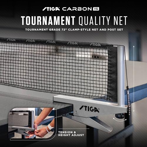 STIGA Carbon Series Indoor Table Tennis Table with 15mm - 18mm Performance Top, QuickPlay Assembly, Built-in Ball Storage, Foldable Playback Mode & Lockable Casters - style: Carbon 15