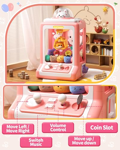 Jovow Claw Machine for Kids - Mini Vending Machine with Volume Control & Music, Electronic Rabbit Prize Dispenser Toys with 30 Prizes (Plush, Eggs), Party Birthday Gifts for Girls Age 3 4 5 6-8 - style: Rabbit