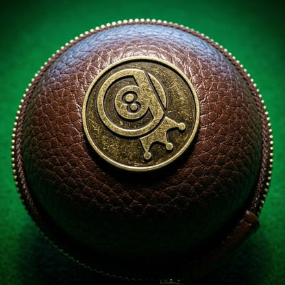 Premium PU Leather Billiard Cue Ball Case with Clip, Durable Synthetic Pool Ball Bag with Zipper & Swivel Snap Hook, Professional Billiard Accessory for 2-1/4" Regulation Size Training Ball