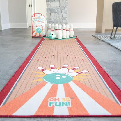 MindWare Oh So Fun! Deluxe Bowling Pins, Ball & Rug Set – Safe & Fun Foam Bowling Set for Kids Ages 3 & Up