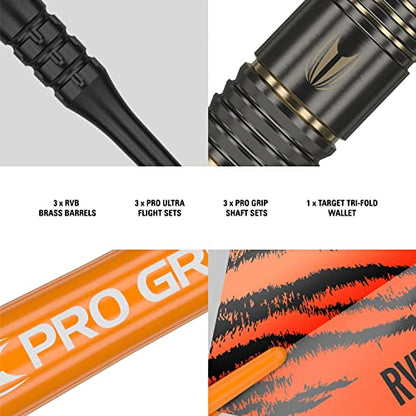 Target Darts Raymond Van Barneveld RVB 18G Brass Soft Tip Darts Set - with Extra Accessories Gift Pack