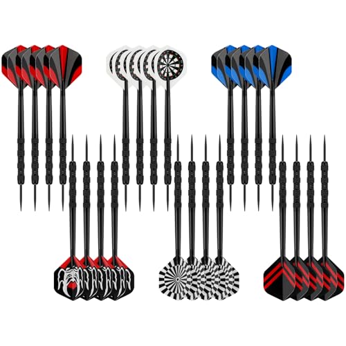 Accmor Metal Tip Darts, Steel Tip Darts, 14 Grams Professional Metal Darts, Darts Metal Tip Set, Metal Darts for Dartboard - color: Classic Legend-Black, style: 24 pack