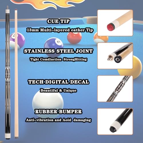 58 inch Canadian Maple Billiard Pool Cue Stick, 13mm 1/2 Maple Billiard Pool Stick, House Bar Pool Table Sticks for Men(Numerous Styles to Choose from) - color: P04