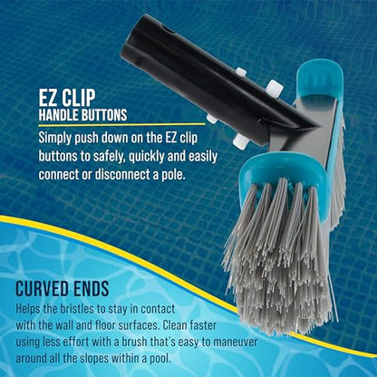 U.S. Pool Supply Pool Brush Head for Inground Pools - 17.7" Swimming Pool Brush with Pole Handle, Bristle Scrub Brushes with Curved Ends, Above Ground Cleaning Equipment Scrubber Cleaner Leaves Debris - style: 17.7" Nylon Bristles