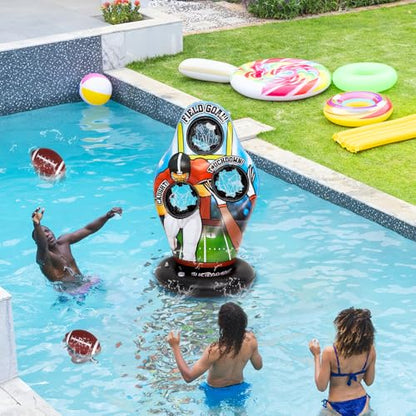 Justforjoyful Pool Football Games for Kids Water Inflatable Football Target Floats Swimming Toss Throwing Training Game for Summer Party Beach Outdoor Indoor Yard Family Birthday Gift