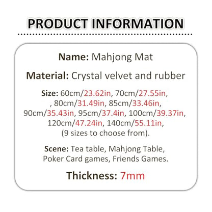 Round Mahjong Mat Silent and Noise Reduction Mahjong Tablecloth with Rubber Backing Large Play Mat for Poker, Card, Board, Tile Games(Coffee,85cm/33.46in) - color: Coffee, size: 85cm/33.46in