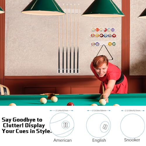 Novabright Wall-Mounted Billiard Storage Set – 5-Piece Pool Cue & Ball Organizer Kit, Heavy-Duty Wall Rack for Pool Cues, Balls & Accessories, Space-Saving Game Room Storage