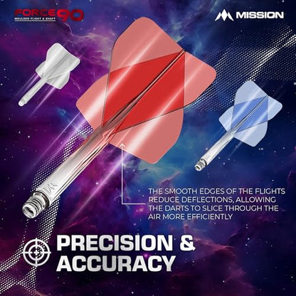 Mission Darts Force 90 | Integrated Precision Moulded Dart Flight and Shaft System, Pack of 3 Professional Highly Durable Combined Dart Flights and Stems | Standard No.2 (Green Gradient, Tweenie)