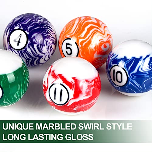 Billiard Balls Set Pool Table Balls Marble-Swirl & Classic Style 16 Ball Set - style: Deluxe White Marble