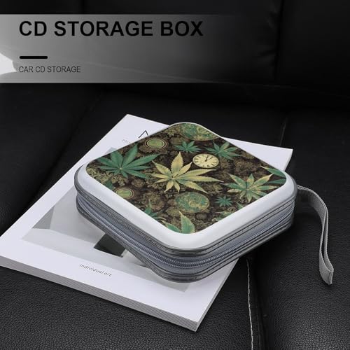 A Puff in Time Weed Marijuana Portable CD Case Holder,DVD Wallet Holder 40 Capacity CD Cases Storage DVD Book Binder for Car Home Travel - color: A Puff in Time Weed Marijuana