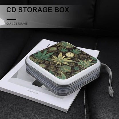 A Puff in Time Weed Marijuana Portable CD Case Holder,DVD Wallet Holder 40 Capacity CD Cases Storage DVD Book Binder for Car Home Travel - color: A Puff in Time Weed Marijuana