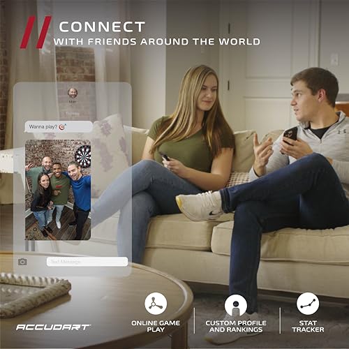Accudart Smart Electronic Dartboard – Soft Tip Board with Online Play, Bluetooth App Scoring, Stat Tracking & 15.5” Regulation Target