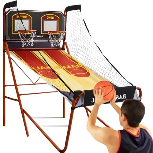Electronic Scoring Basketball Hoop, Double Basketball Shooting Machine, Folding Basketball Arcade Game, Electronic Scoring, 6 No. 3 Basketballs - color: B