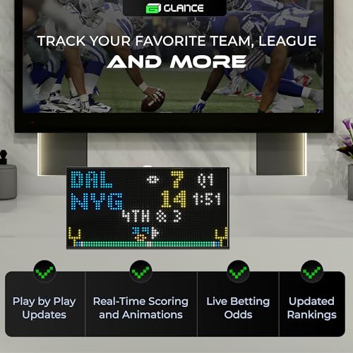 PANELFI Glance LED Ticker: Real-Time Sports, Stock & Crypto Updates|No Subscription Required|Smart Clock|Home, Office & Man Caves|Great Gift Sports Fans & Investors Black 13/inch x 7/inch SN2000 - size: 13" x 7"