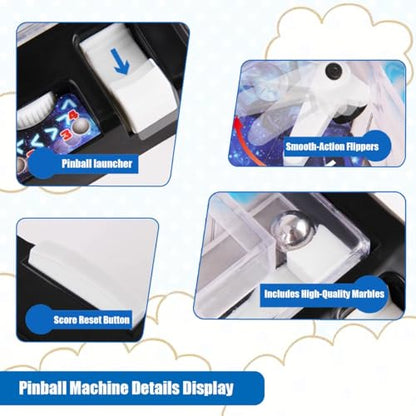 Electronic Pinball Machine Toy, Interactive Tabletop Pinball Game with Lights & Sounds, Mini Arcade Machine for Home