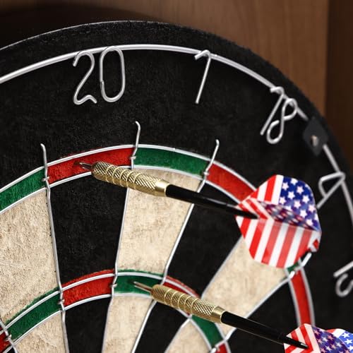 19.68"x23.6" Dartboard Cabinet Set with 6 Darts, Sisal Dart Board for Adults, Classic Wall-Mounted Game Room Target, MDF Brown, Scoreboard & Storage Holes, for Home Bar Office Indoor