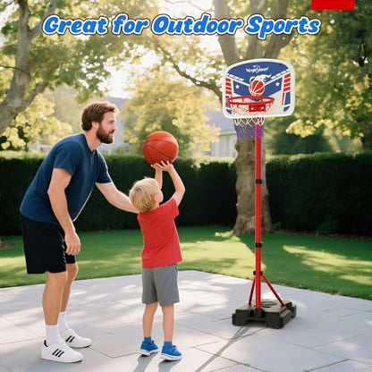 EagleStone Kids Basketball Hoop with Stand, Adjustable Height Basketball Set Toddler Toys for Boys and Girls Age 3-12, Indoor Outdoor Backyard Sport Game Gift with Sandbag for Stability