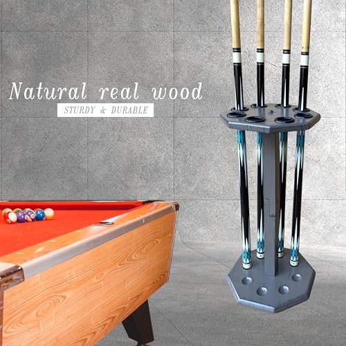 Freestanding Billiard Cue Rack, Pool Table Accessories Hold 8 Cues, Pool Cue Stick Holder, Wooden Floor Stand Pool Cue Holder for Billiard Game Room (Gray) - color: Gray