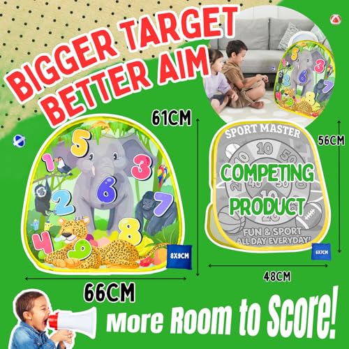 Grip Kids 2-in-1 Dinosaur & Animal Bean Bag Toss Game – Double-Sided 27" Target Board with 6 Bean Bags – Outdoor & Indoor Toy for Toddlers & Kids Ages 3-6 – Birthday Gift - Amazon Exclusive