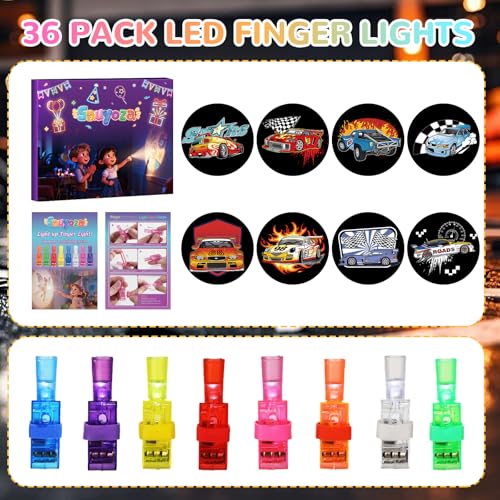 36 Pack Race Car Party Favors LED Finger Lights, Lightning Racing Inspired Birthday Party Goodie Bag Stuffers, Classroom Treasure Box Rewards, Party Supplies for Boys & Girls - style: Race Car