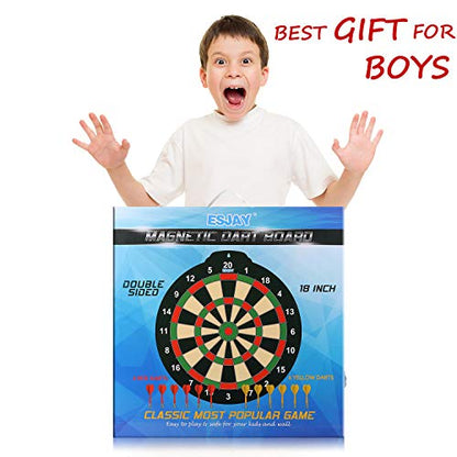 18 inch Magnetic Dart Board Set for Kids, Indoor Outdoor Game Dart Game with 12 Darts, Dartboard Toys Gifts for 8 9 10 11 12 Year Old Boys