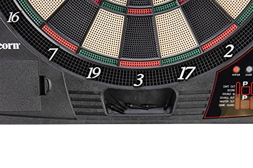 Unicorn Vanquish Dartboard Cabinet Set - Easy-Read Backlit Display - Virtual Opponent Gameplay - 28 Games with 271 Variations - in-Game Sound Effects - Stylish Wooden Cabine