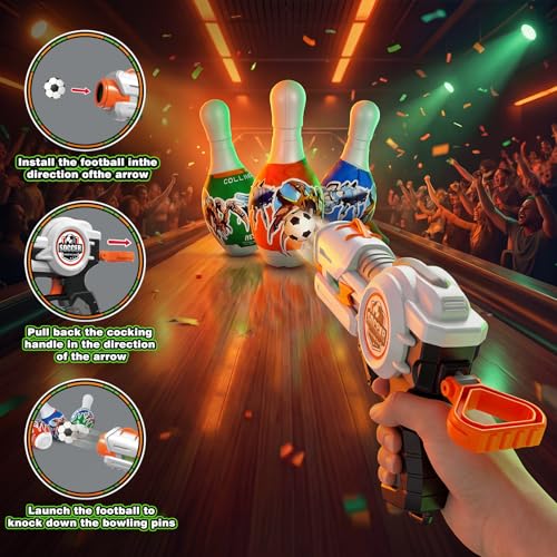 Kids Shooting Game Toy Set - 2 Pack Soccer Game 2 Foam Ball Blaster Launchers with 48 Soccer Balls, 6 Bowling Pins with LCD Score Display - Sports Toys for Boys Girls Ages 3+Years - size: 2-pack