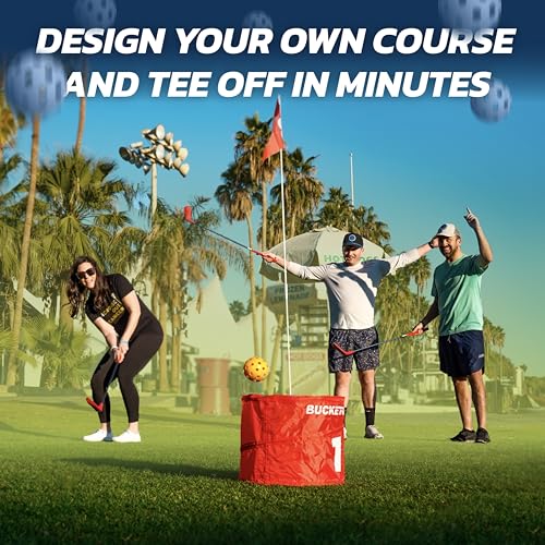 BUCKETGOLF Original Game 3-Hole Travel Set – #1 Backyard Golf Game for Adults. Ideal for Yard, Beach, Park, Camping, and Outdoor Fun - size: Without Clubs