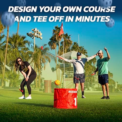 BUCKETGOLF Original Game 3-Hole Travel Set – #1 Backyard Golf Game for Adults. Ideal for Yard, Beach, Park, Camping, and Outdoor Fun - size: Without Clubs