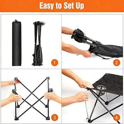 Moclever Foldable Camping Table – Ultralight Portable Table with Cup Holders & Carry Bag, Perfect for Outdoor Adventures, Picnic, Beach, BBQ, Hiking & Home Use