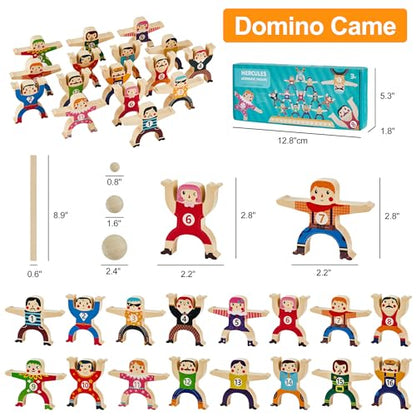 HELLO PAPAYA Wooden Stacking Toys 16Pcs Balancing Building Blocks Game,Circus Hercules Acrobatic Troupe Interlock Toy,for 3 4 5 6 Years Old Kids Adults Toddler Puzzle Toys