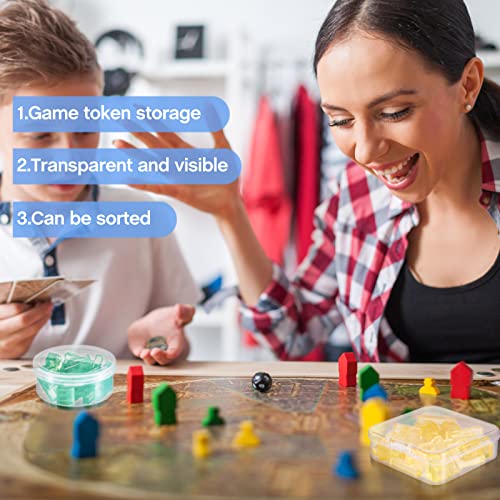 Taiyin 32 Pcs Clear Game Tokens Storage Containers Clear Plastic Beads Storage Containers Mixed Sizes Boxes for Game Components, Empty Organizer Box with Lids for Dice, Tokens, Beads