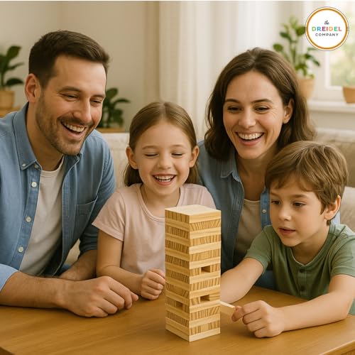 The Dreidel Company Wooden Blocks Stacking Tumbling Tower Game, Pull, and Tumble Blocks, Sensory Learning, Game Night, 6" Inches (8-Pack) - size: 8-Pack