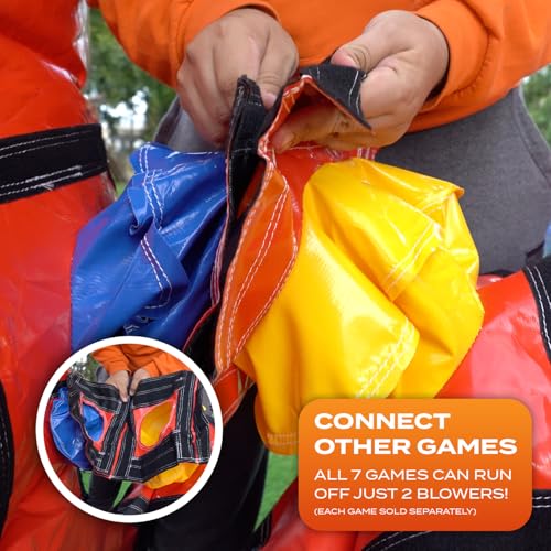 JumpOrange Inflatable Basketball Target Shootout Game with Blower - 100% Commercial Grade PVC Vinyl, 3-Hoop Multi-Player Carnival Game for All Ages, Portable Indoor/Outdoor Fun for Home & Rental Use - style: Basketball