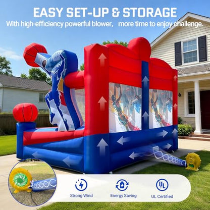 OZIS Inflatable Basketball Hoop Shoot Game, Interactive Inflatable Party Basketball Game Portable with 4 Balls & Blower Easy Set-Up Ideal for Outdoors Parties, Sports Events, Backyard Play