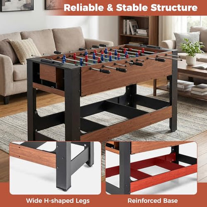 Goplus 2-in-1 Swivel Game Table, 54'' Full Size Foosball & Pool Combo Table for Adults, Indoor Outdoor Combination Arcade Table for Home Game Room Party
