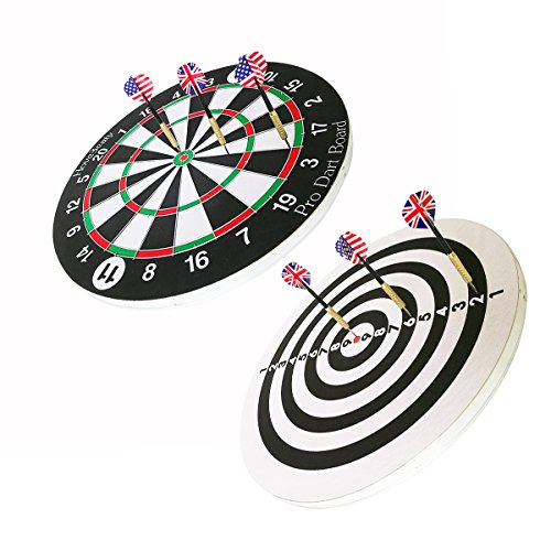 Dart Board, Dart Game Set with 6 Metal Darts and Double-Sided Flocking Dartboard (18 Inches)