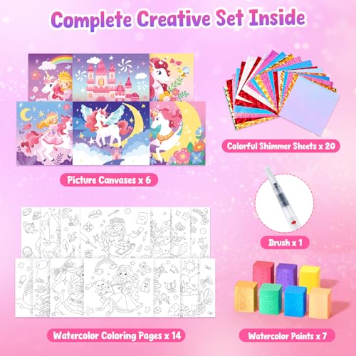 JoyCat Paint with Water Coloring Books, Art & Craft Activity, Princess No Mess Art for Kids Ages 4-8, Craft Kits & Supplies, DIY Creative Activity, Gifts for Girls & Boys - style: Princess & Magical Pony 2