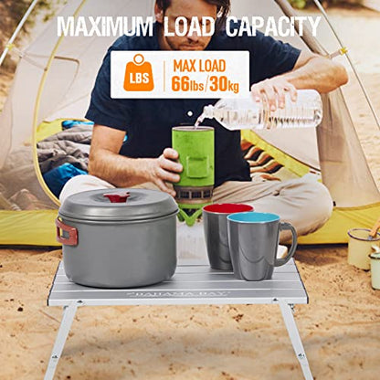 Old Bahama Bay Ultralight Aluminum Mini Table, 66lbs/30kg Weight Capacity, Foldable Small Beach Table with Retractable Legs,Suitable for Picnic Camping Outdoor Hiking - color: Silver