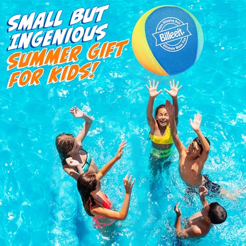 Billeeit 5Pcs Rainbow Water Skipping Balls Set for Pool Play | Floating TPR Bouncing Ball for Kids 3+ and Adults Beach, Lake, River, Ocean Play w/5 Round Balls and Mesh Bag