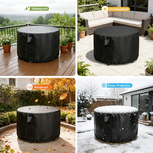 Patio Furniture Covers Round, 32 Inch Outdoor Round Table Cover Waterproof, Patio Furniture Cover for All Weather Resistant - 32 x 28 Inch - size: 32" DIA x 28" H