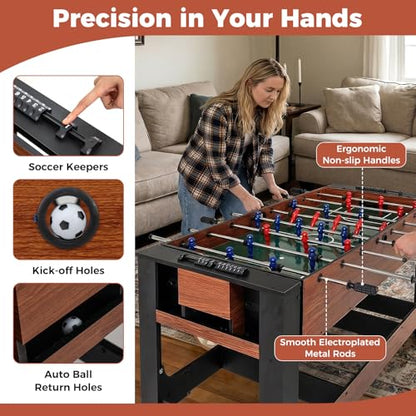 Goplus 2-in-1 Swivel Game Table, 54'' Full Size Foosball & Pool Combo Table for Adults, Indoor Outdoor Combination Arcade Table for Home Game Room Party