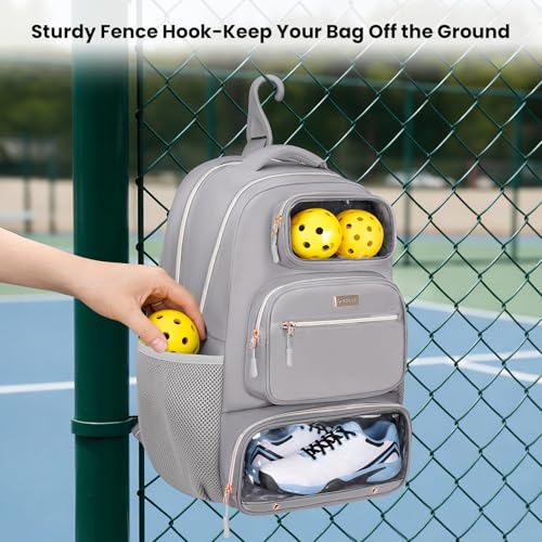 YOREPEK Large Pickleball Bag Backpack,Hold 4 Paddles with Padded Protection | 10 Pockets with Separate Shoe Compartment for Pickleball Accessories, Organized Pickleball Bags for Women Men on Game Day