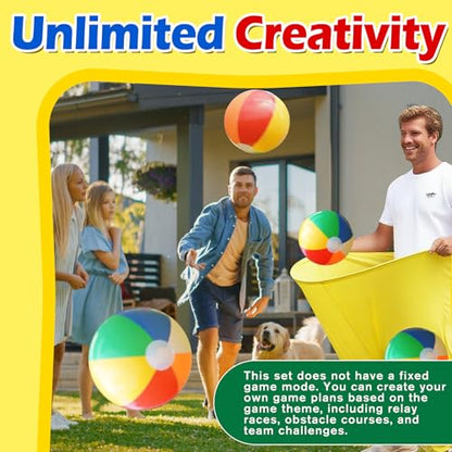 Granny Pants Yard Game, Giant Outdoor Tossing Game with Metal Ring & 8 Bouncy Balls + Air Pump, Easter Spring Funny Party Game for Family Backyard Team Building Field Day Adult Reunion(Yellow)